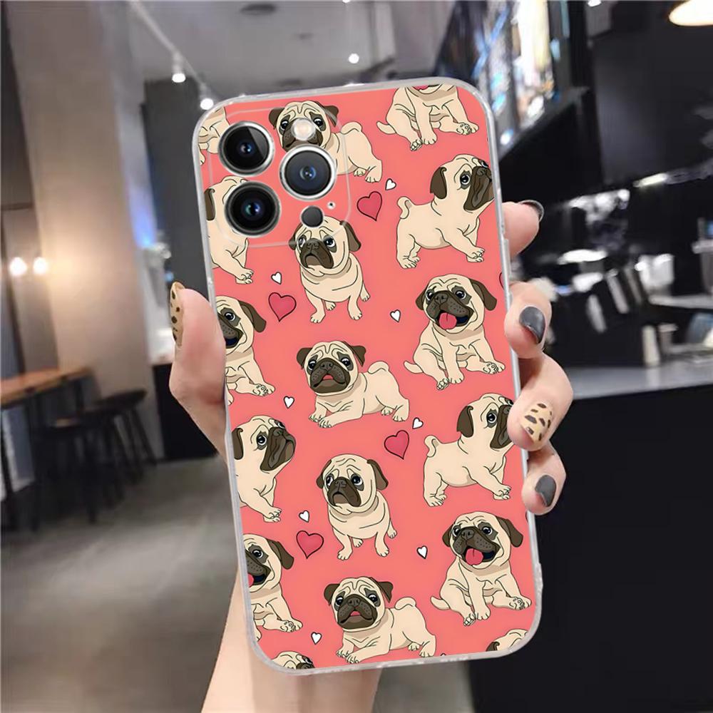 Cute Pug Dog Phone Case For iPhone 15 14 11 12 13 Mini Pro XS Max Cover 6 7 8 Plus X XR SE 2020 Funda Shell