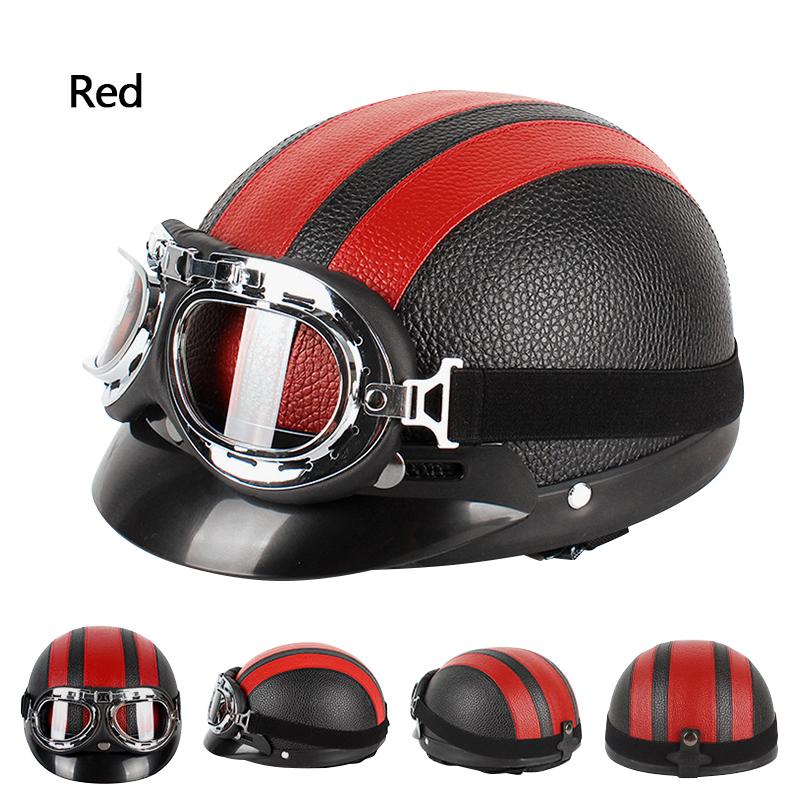 Hot Sell Brown Synthetic Leather Vintage Motorcycle Motorbike Vespa Open Face Half Motor Scooter Helmets & Goggles