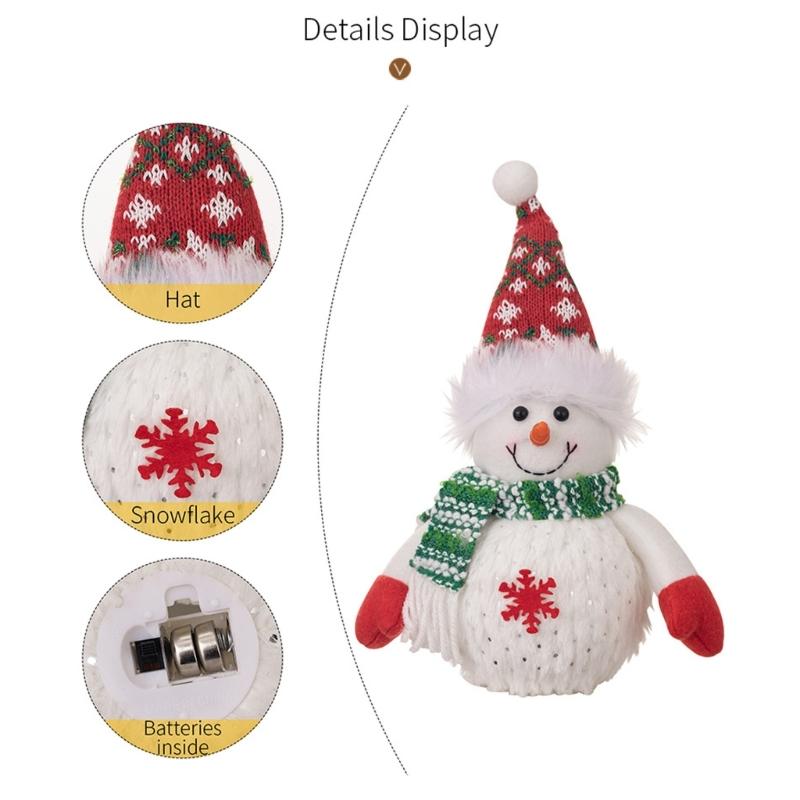 Festival Light Up Snowman Ornament With Warm LED Glows For Holiday Homes Decoration Desktop Accessories