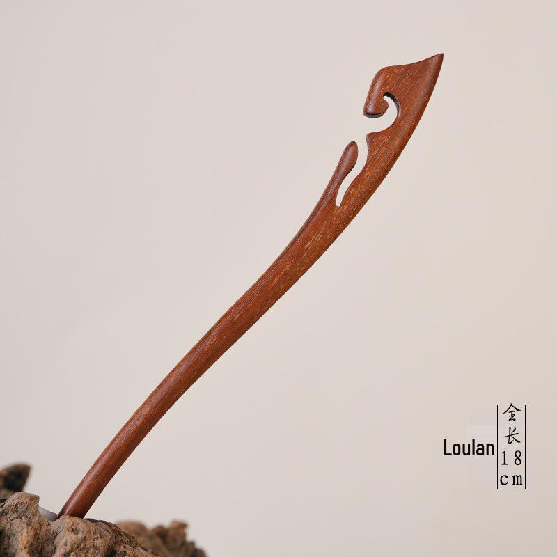 High-End Natural Ebony Wood Hairpin - Extended Chinese Ancient Style Black Hair Bun Accessory