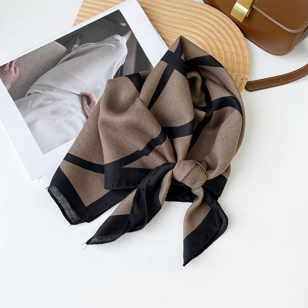 Mary Herringbone cashew silk scarf, color-blocking square scarf, literary vintage small scarf, decorative scarf, breathable scarf