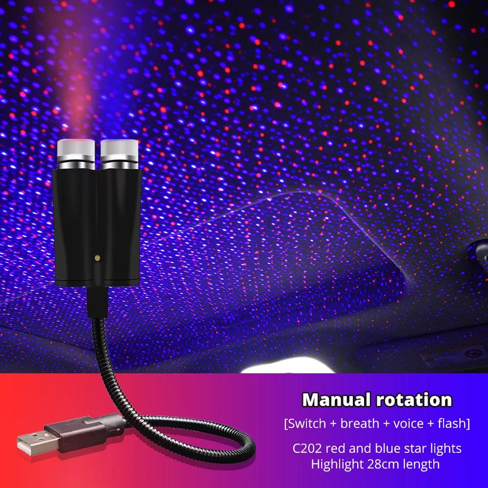 Car Roof Star Lights Interior Mini LED Starry Atmosphere Sky USB Projector Auto Lamp Decoration Night Galaxy Laser Home Led