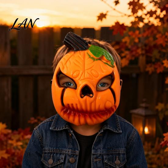 Smooth Texture Pumpkin Mask Halloween Face Mask, Scary Lantern Party Comfortable Horror Cosplay Breathable Costume Props for Secret Room Games Durable