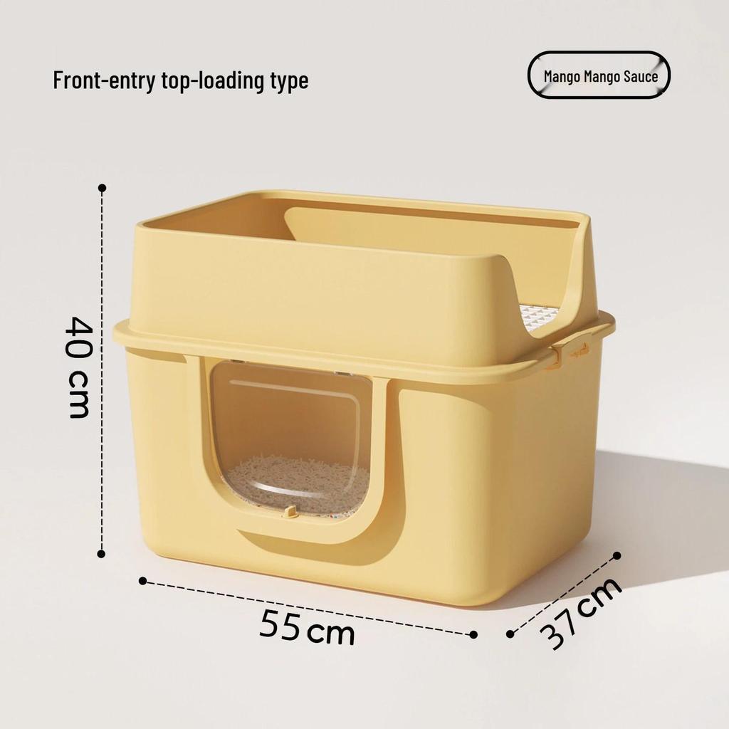 Extra Large Semi-Enclosed Splash-Proof Cat Litter Box for Maine Coons