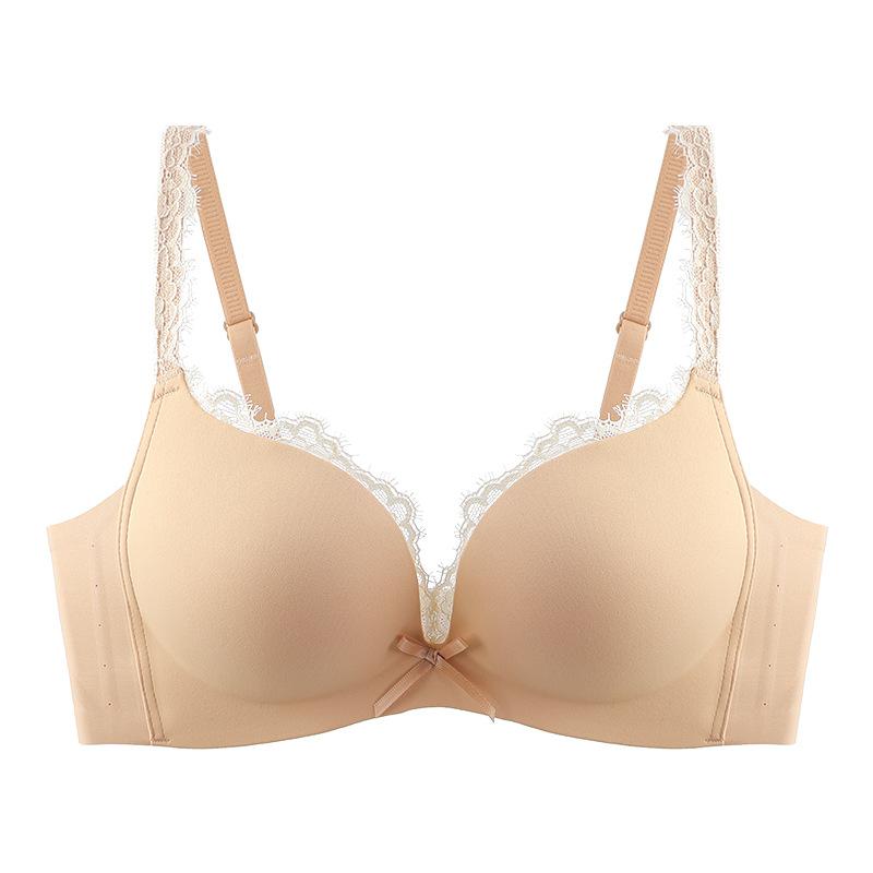 Traceless Lace Underwear Women's Small Breasts Gather and Show Big Palm Cup Shows Big No Steel Ring Close Breast Bra Cover