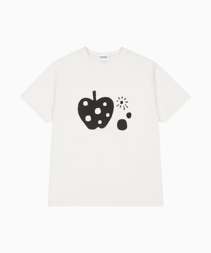 Ohesio Apple Dot Overfit T-Shirt, Ivory
