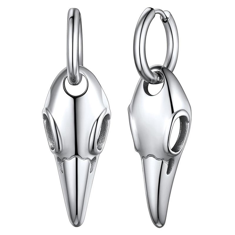 

1 Pair of Hypoallergenic Stud Earrings for Men, Stainless Steel Punk Gothic Crow Stud Earrings.