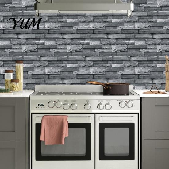 Home Interior Wall Makeover 6Pcs Vintage Faux Stone Self?Adhesive Tiles, Waterproof Oil?Proof Backsplash Kitchen Tiles Sticker, Peel & Stick