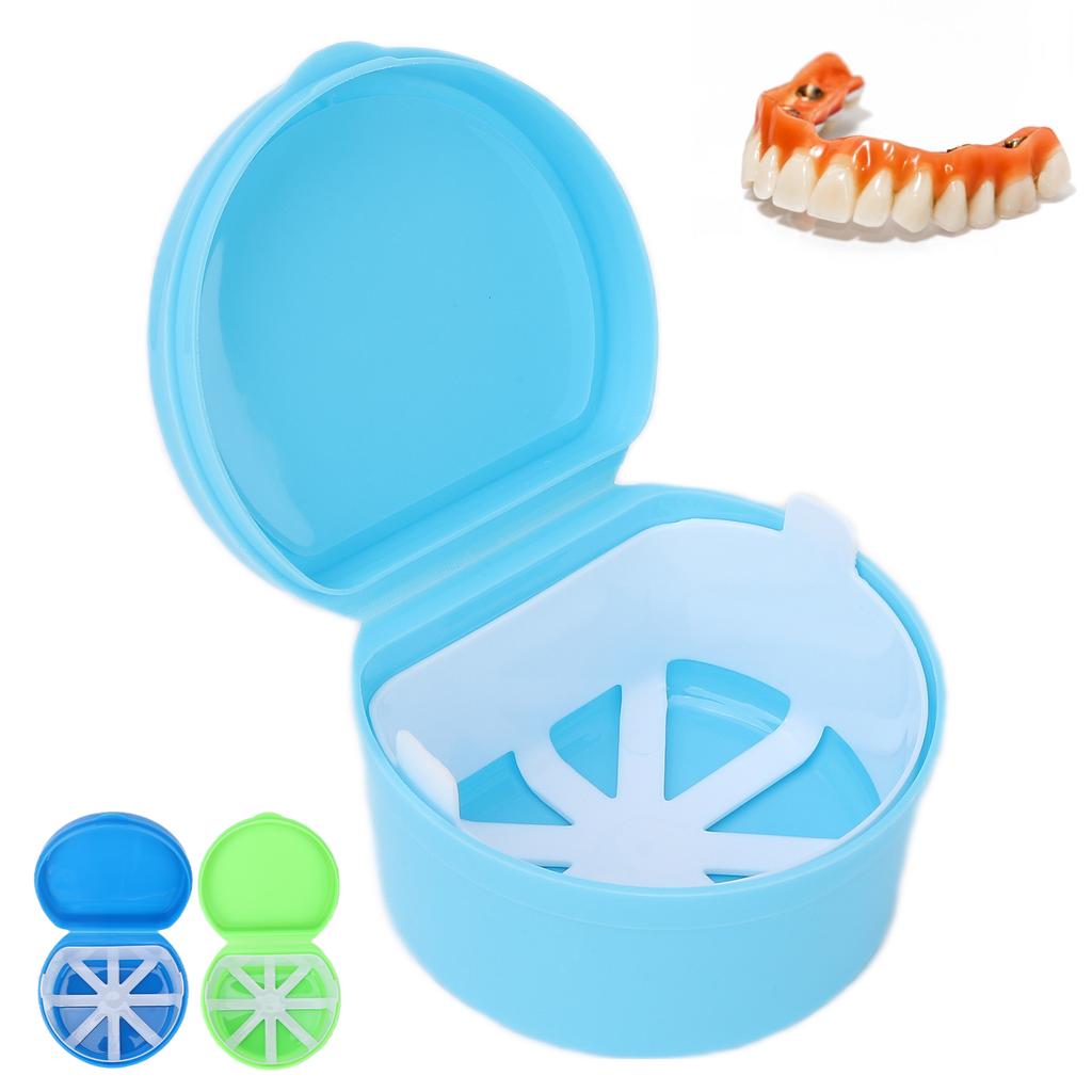 Portable Dental Retainer Box False Teeth Storage Box with Basket Net Container for Travel