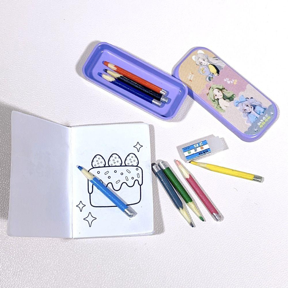 Study Scene Dollhouse Pencils Pretend Play Miniature Pen Mini Colored Pencils  Doll Accessories