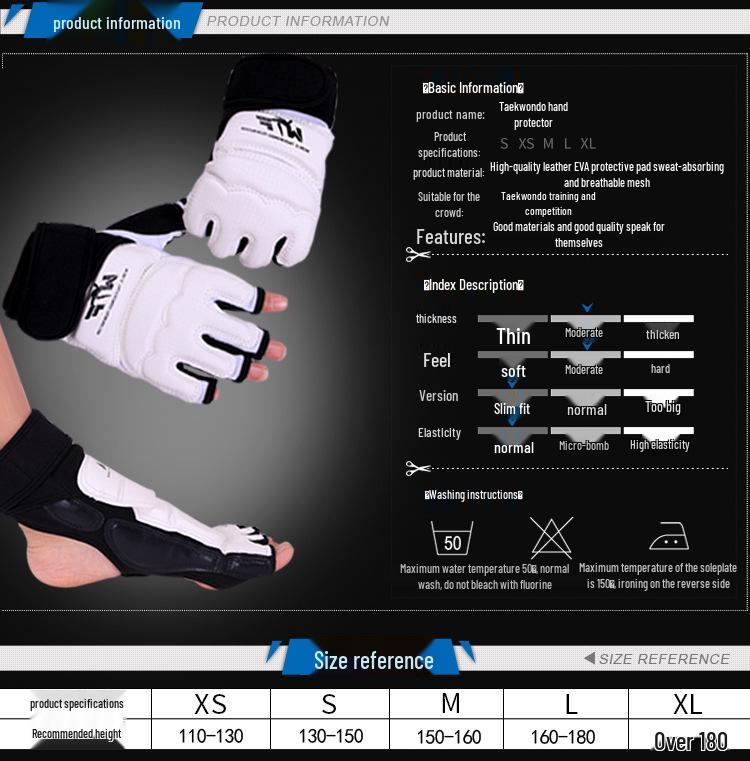 Adult & Child Taekwondo Half-Finger Protective Gloves & Foot Guards Set for Training & Competition