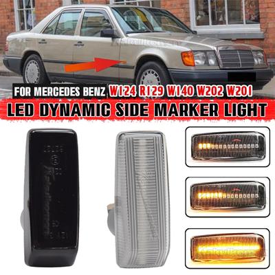 LED Dynamisches Blinker Seitenmarkierungslicht für Mercedes-Benz C E S SL Klasse W201 190 W202 W124 W140 R129 Getönt / Kristall