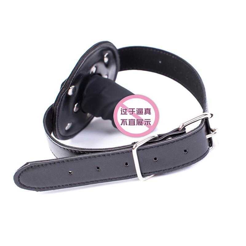 Black Silicone Dildo Gag Phallic Mouth Muzzle Restraint Gags