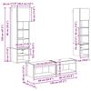LED TV Wall Unit Wall Mounted 6 Pcs Artisan Oak Wood Based Panel