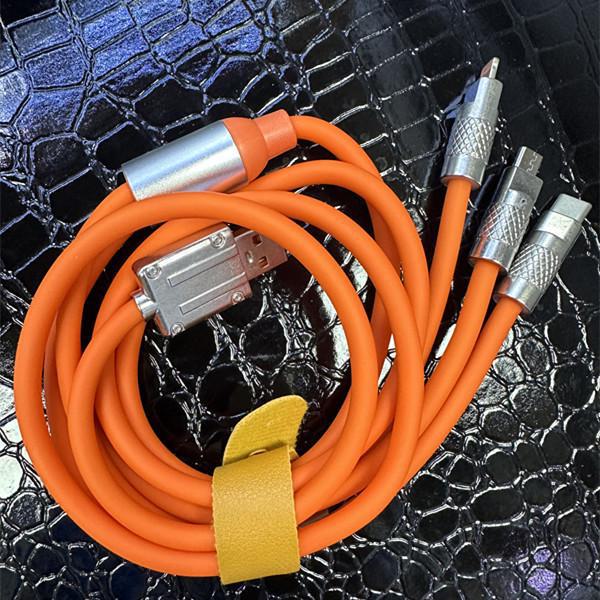 Cavo di Ricarica Rapida Tre-in-Uno in Lega di Zinco da 120W 6A con Luce