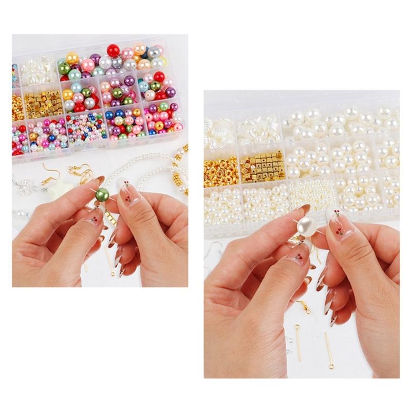 Jewelry Making Set for Bracelets Earrings Necklaces Jewelry Making 1020Pcs Artificial Pearls Beads with Jewelry Findings