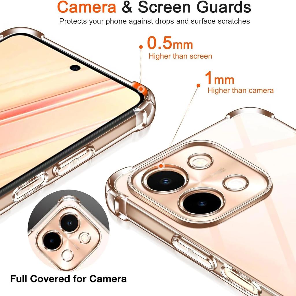 TPU Transparent Case for VIVO Y28 Y03 4G Y18 Y28S 5G Protective Cover Four Corners Shockproof Bumper Coque Fundas