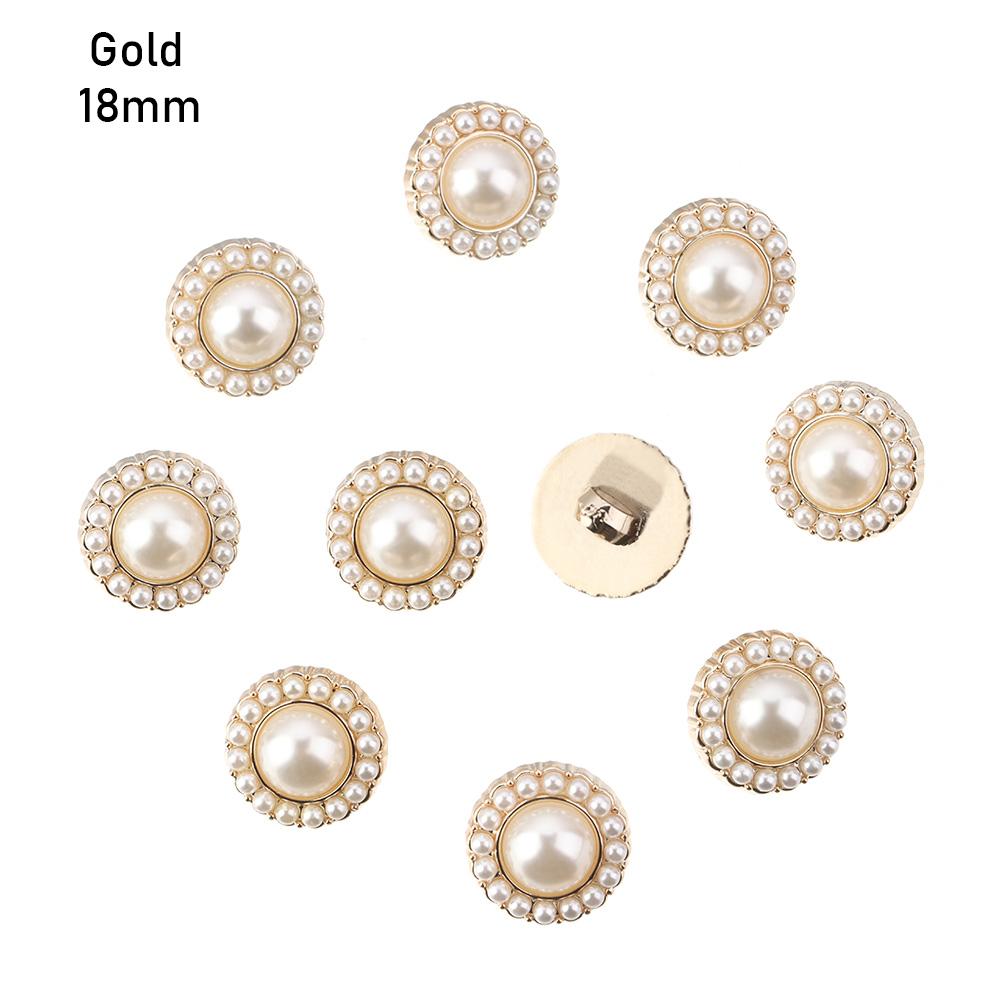 10Pcs Alloy Shiny Rhinestone Pearl Clothing Buttons DIY Clothing Sewing Button Needlework Handmade Accessories