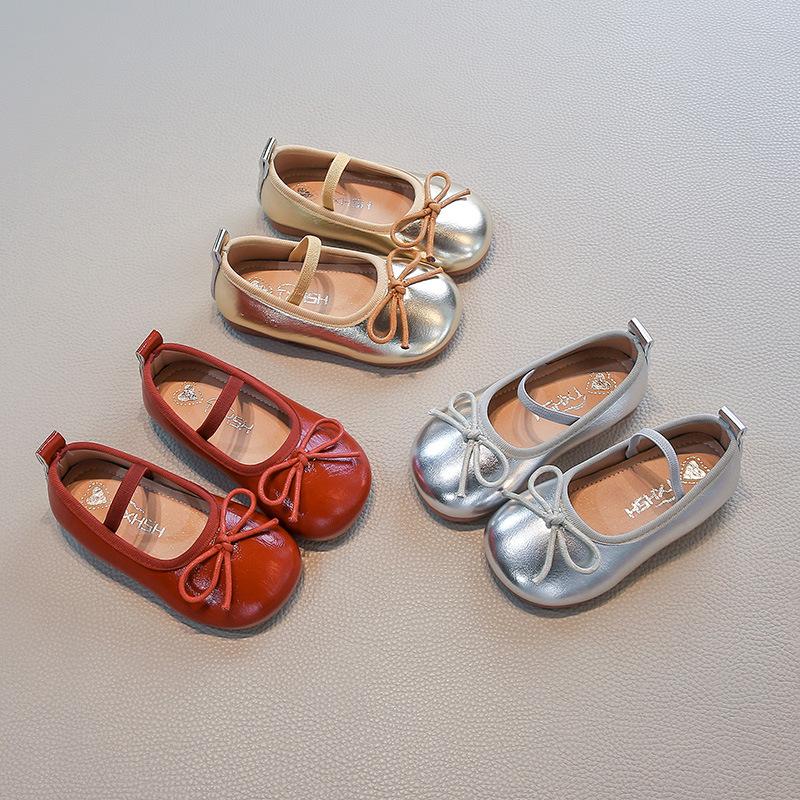 

[Spring Autumn Korean Children Leather Shoes Girls Bow Knot Comfort Casual Flats] size 25 бордовий