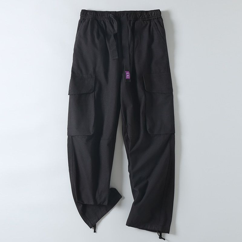Export Factory Surplus Spring and Autumn Outdoor Multi-Pocket Solid Color Washed Pure Cotton Men's Trendy Workwear Pants
