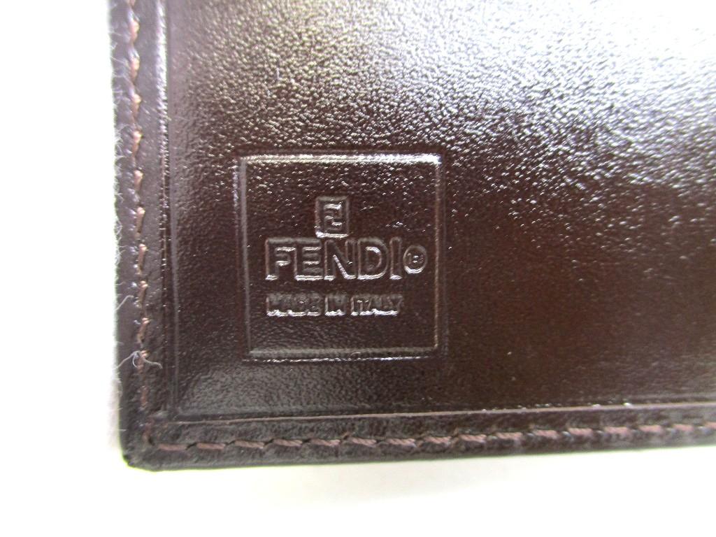 Authentische FENDI Zucca Khaki Canvas Braunes Leder Bifold Geldbörse Kompakte Geldbörse #a935 Überholt