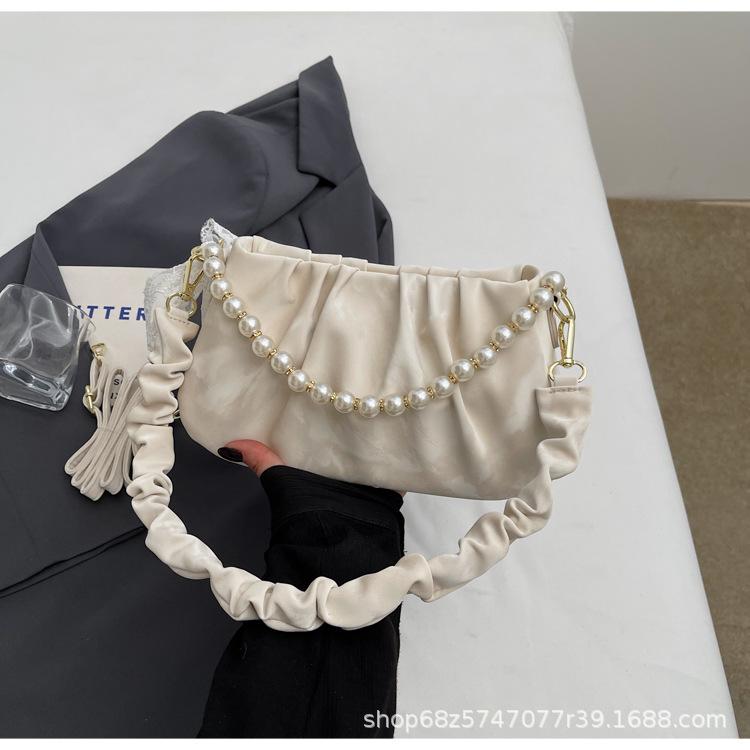 French Niche Bag Women's 2025 New Summer Fashion Shoulder Messenger Bag Pleated Women's Bag Portable Small Square Bag