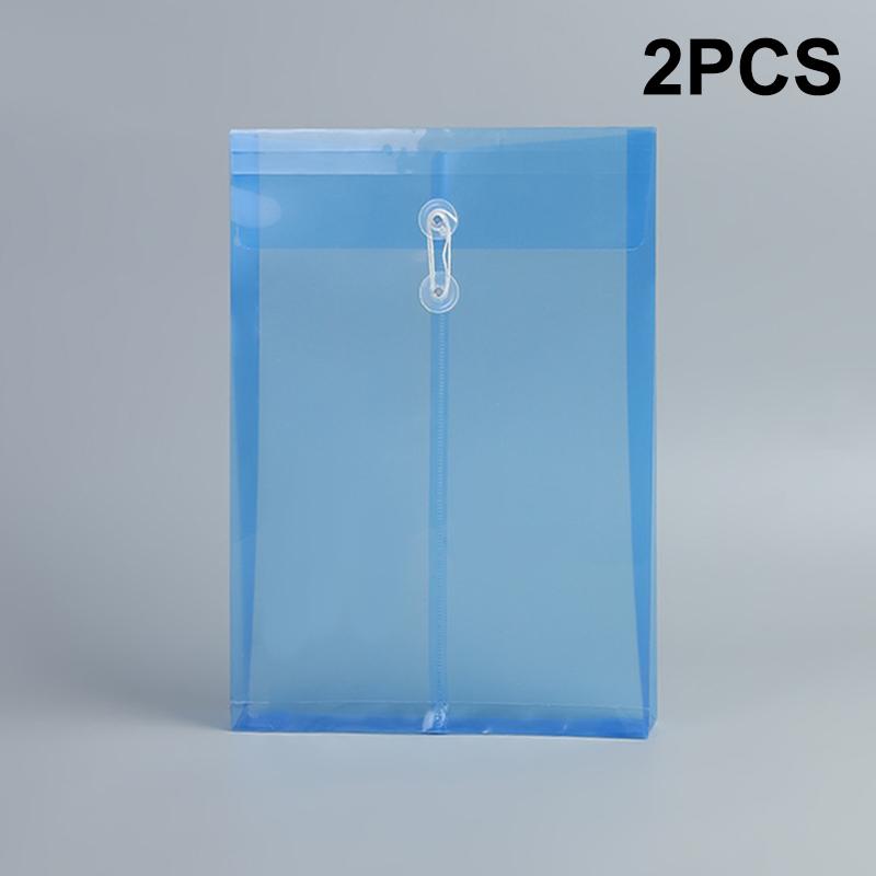 2Pcs Waterproof Envelopes with Cord Buckle A4 Plastic Folder Extended Angle Braces Reusable Clear Envelopes A4