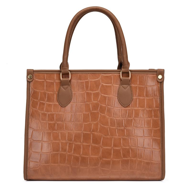 New fashionable and atmospheric portable shoulder brand messenger women's bag high-end large-capacity stone pattern bag yellow