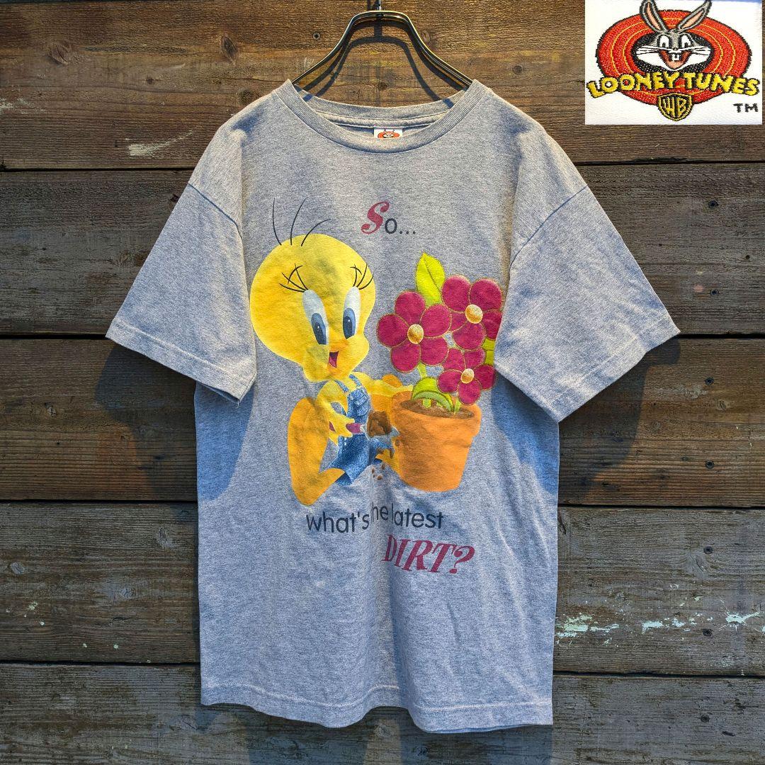 

[USED] 00s Looney Tunes Tweety and Flowers Copyrighted Anime T-Shirt