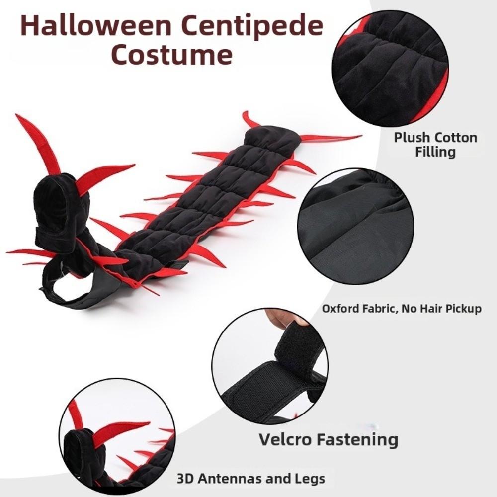 Fluffy Halloween Centipede Cat Costume Long Segmented Simulated Centipede Pet Transform Cosplay Creepy Adjustable