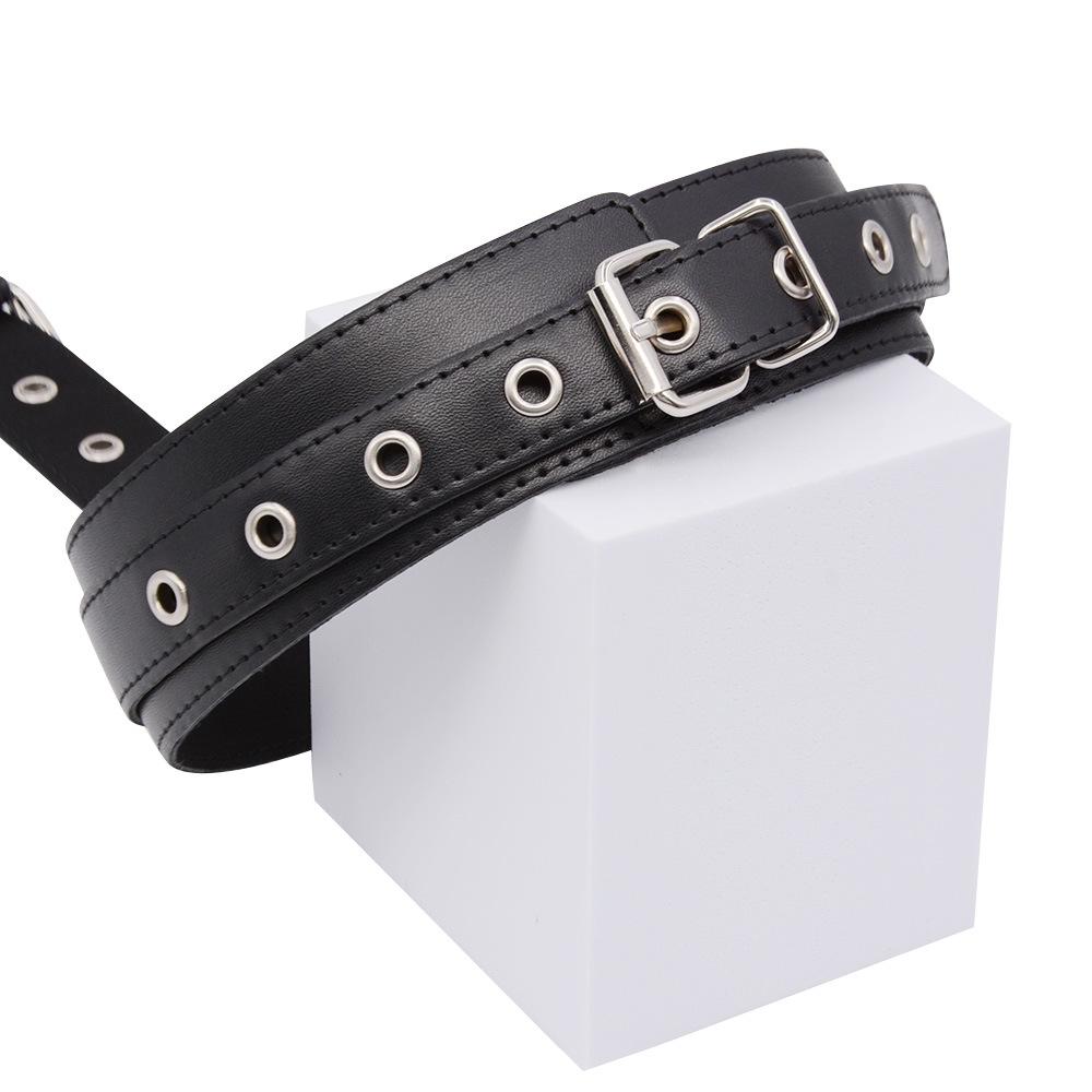 Bondage Restraint Kit Adjustable Collar Wrist Cuffs Durable PU Leather Fetish Play Set for Adult Couples