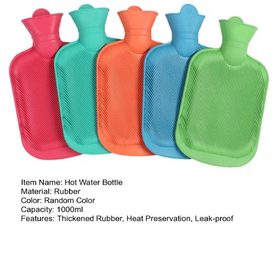 1000 ml spiralversiegelte Wärmflasche, verdickter Gummi, langlebige Wärmeerhaltung, Wasserfüllung, auslaufsicherer Wärmbeutel