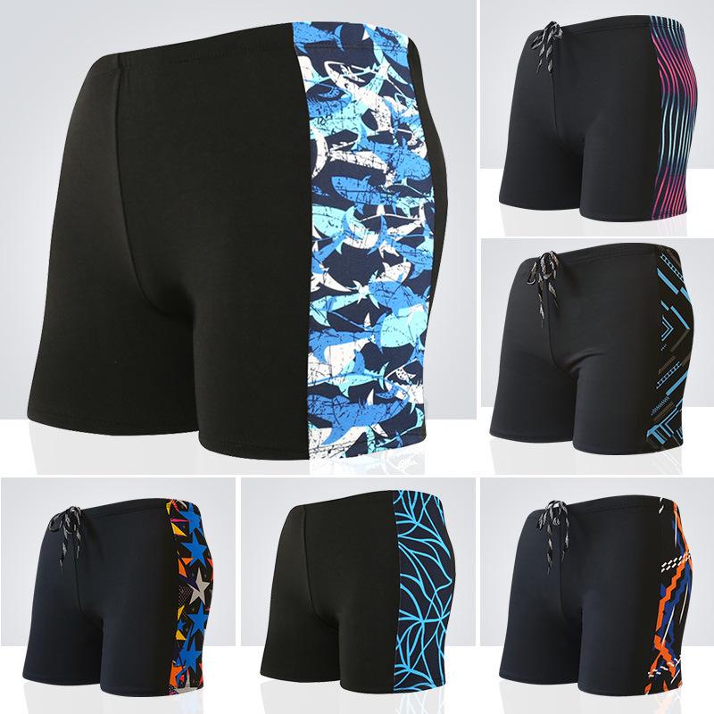 Men's Plus Size Milk Silk Flat Leg Swim Trunks - Fashion Print for Resort and Beach Wear