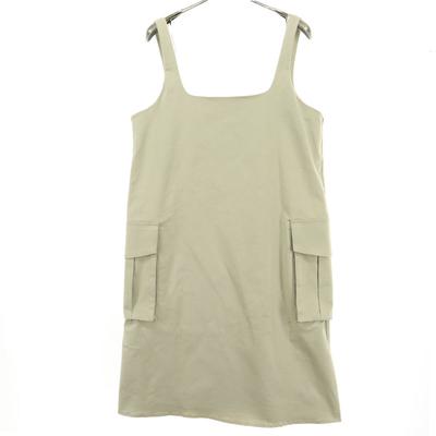 Novo Vestido jardineira sem mangas L bege Mulher Usado