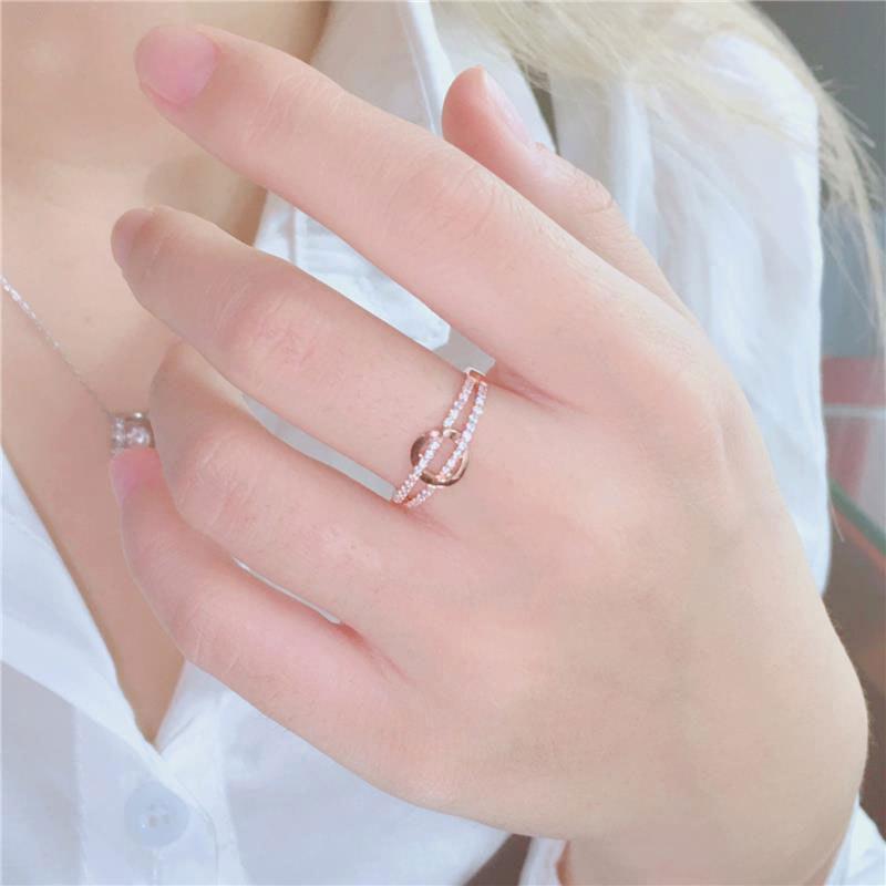 Russian 585 Purple Gold Knot Ring, Simple High-End Design Color Gold-Plated Rose Gold Adjustment Ring