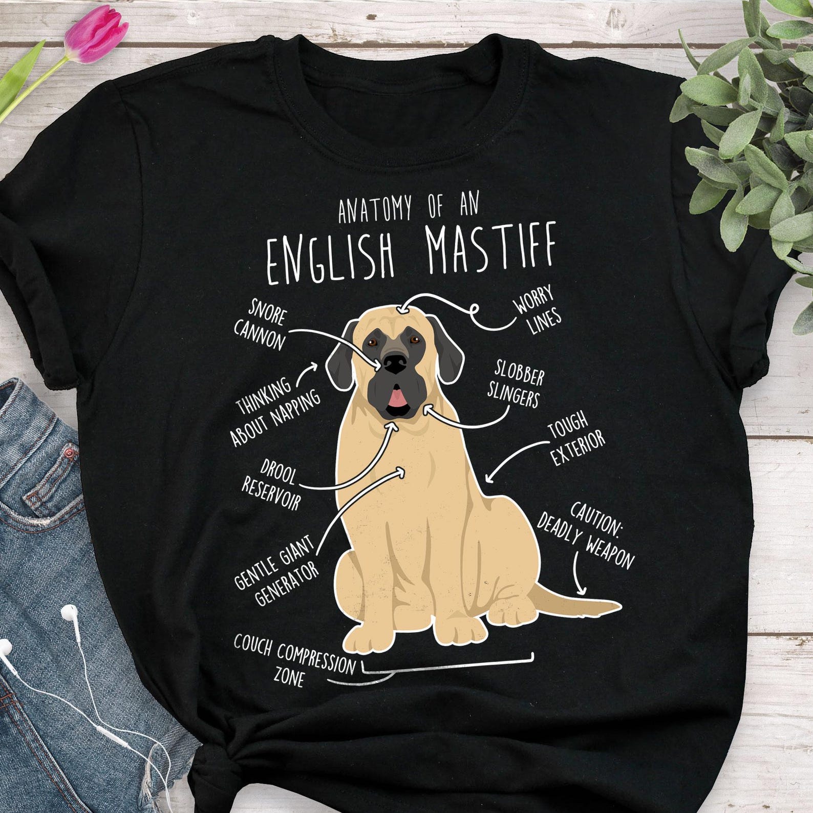 English Mastiff Shirt, , , Cute Fawn English Mastiff T-shirt, Funny Dog Lover Gift, Pet Tee, Dog Mom, Dad, Sable Tan 150