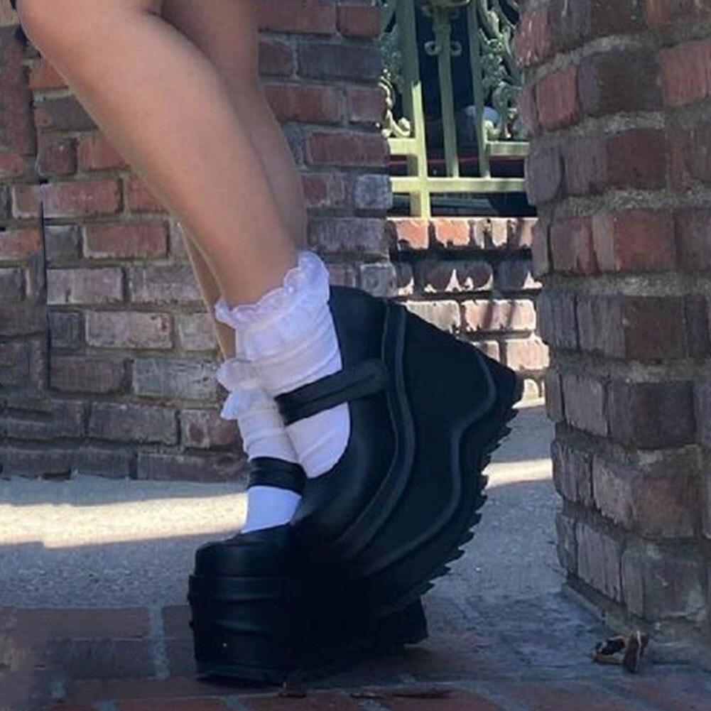 Estilo gótico Lolita Mary Jane Cosplay Zapatos de plataforma de tacón alto  Zapatos de mujer Cuñas Acogedor Talla grande 43 comprar a buen precio —  entrega gratuita, reseñas reales con fotos — Joom