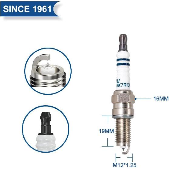 

TORCH 2pcs DK7RIU Iridium Spark Plugs Replace for NGK DCPR7E, for BOSCH YR7DC+ Spark Plug, for CHAMPION RA8HC/T04, for DENSO XU22EPR-U/3179/XU22EPR