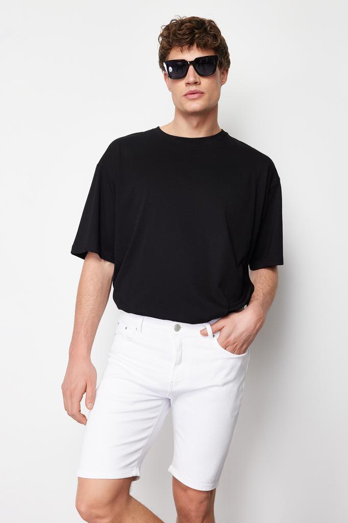 Men's Fashion New Shorts & Bermuda White Regular Fit Flexible Fabric Denim Jeans Shorts