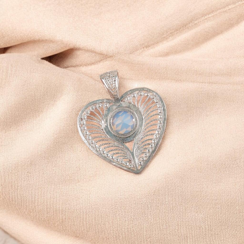 Milky Opal  Gemstone 925 Sterling Silver Jewelry Handmade Pendant 1.4" For Women CP-15-14