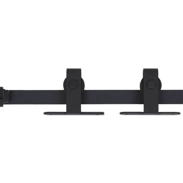 Kit mini de porte d'armoire coulissante - vidaXL - Acier au carbone - 200 cm - Noir - Silencieux