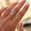 Stainless Steel Heart-Shaped Hollow Opening Rings for Women Men Classic Texture No Fading Couple Rings Party Jewelry Accessories