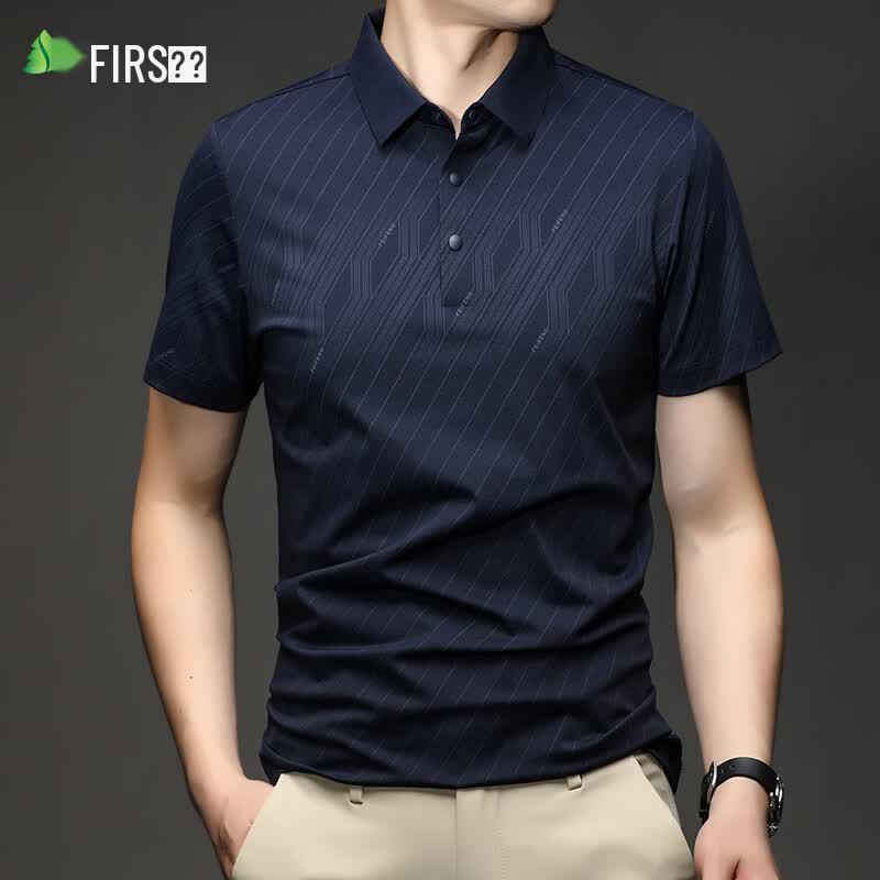 Herren Kühlendes Sonnenschutz Nahtloses Eis Seiden Poloshirt
