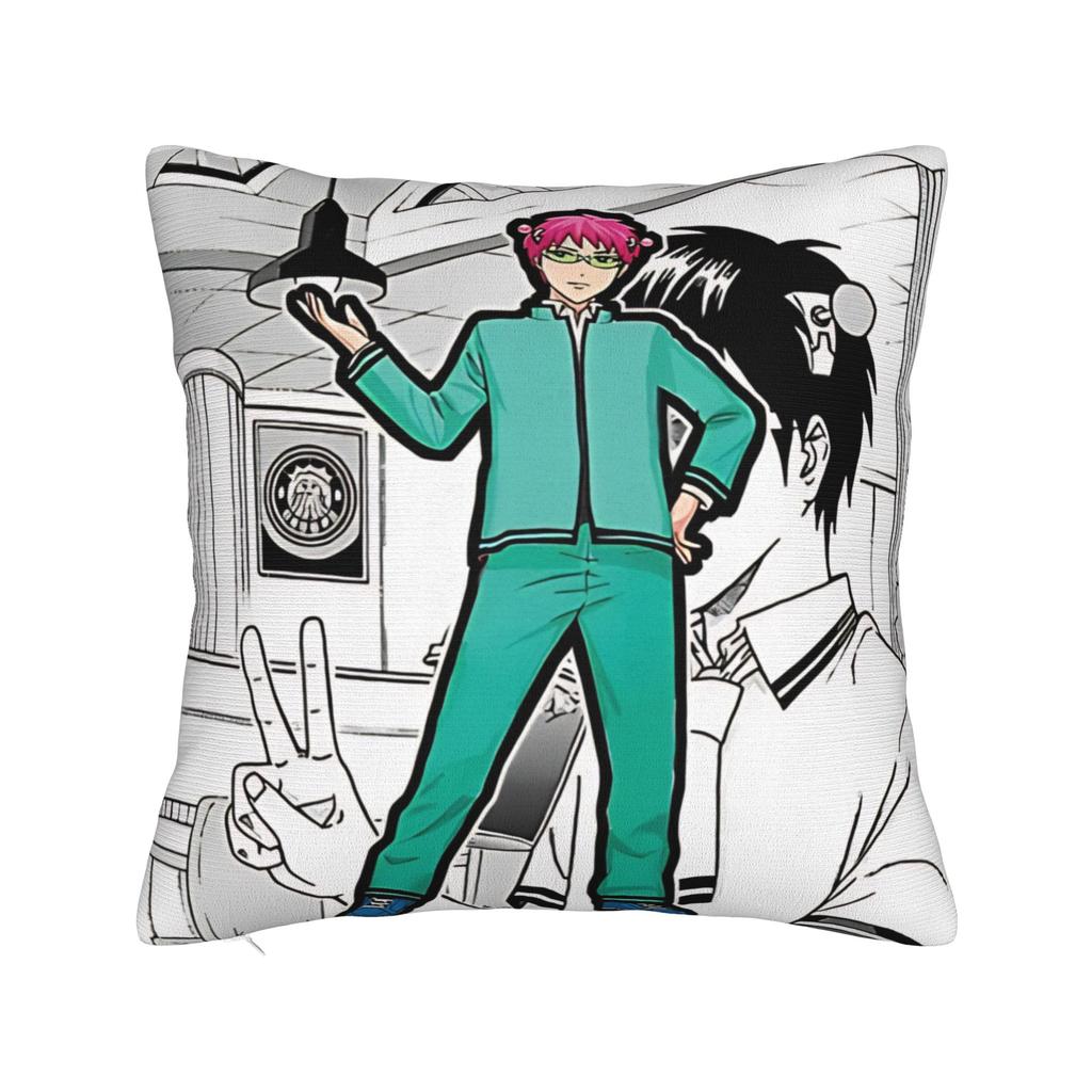 Saiki Kusuo Yare Yare Square Pillow Case  Cushion Cover Vintage Zipper Decor Throw Pillow Case Cover for Home 45x45cm