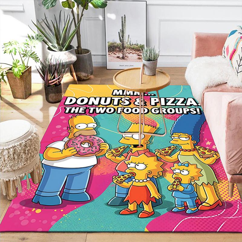 1Pc Simpsons Food Humor Rug Office Carpet Indoor Outdoor Doormat Nonslip Soft Living Room Christmas Halloween Gift D922922