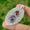 Sterlingsilber Natürlicher Chevron-Amethyst Rubellit Jubiläum Anhänger Schmuck
