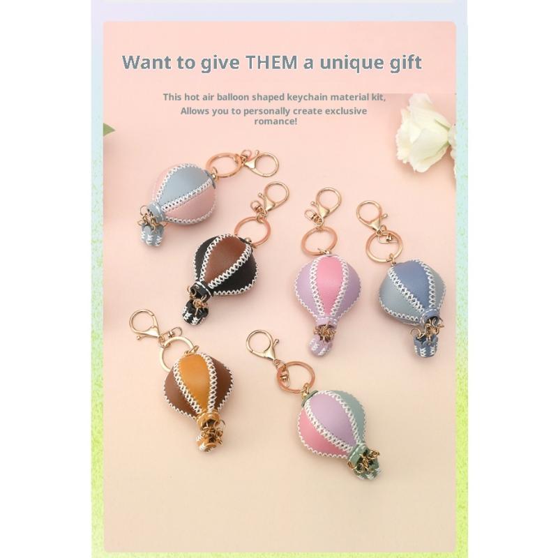 Phone Straps  Air Balloon Diy Keychain Leather Versatile Car Key Ring Handmade Ins Keychain Lanyard Bag Charms