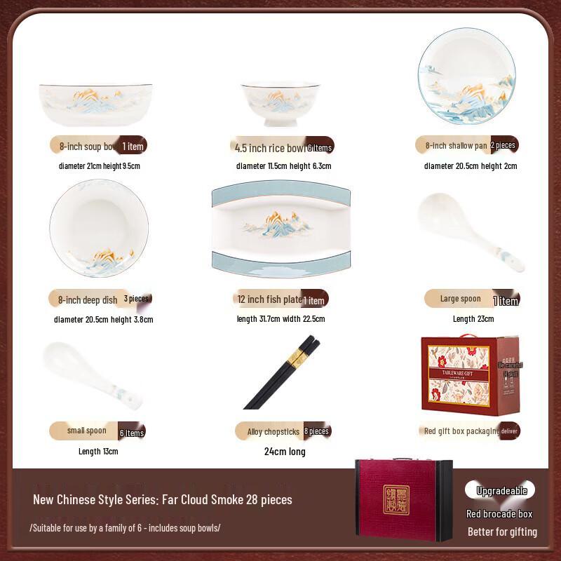 Mode Lanka Distant Peaks Gold-Traced Ceramic Dinnerware Set