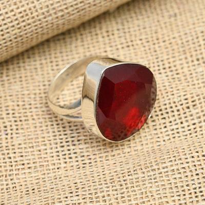 Red Garnet Gemstone Handmade 925 Solid Sterling Silver Jewelry Elegant Ring For Women