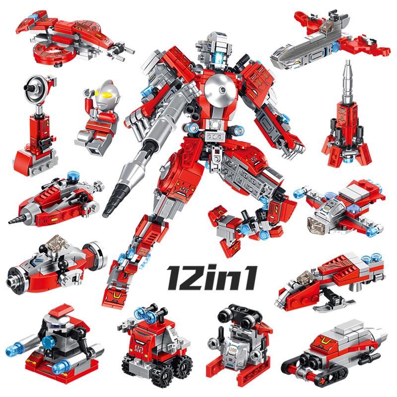Panlos 633008 12-in-1 Transforming Robot Building Blocks for Kids